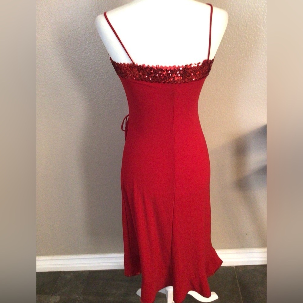 Red Sequin Strap Dress - Picture 6 of 7